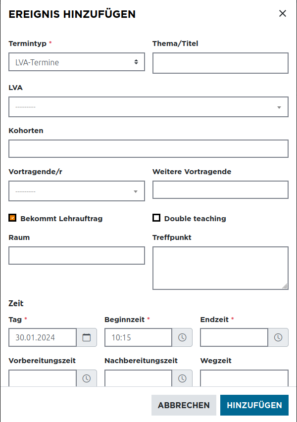 Chronos Ereignis erstellen